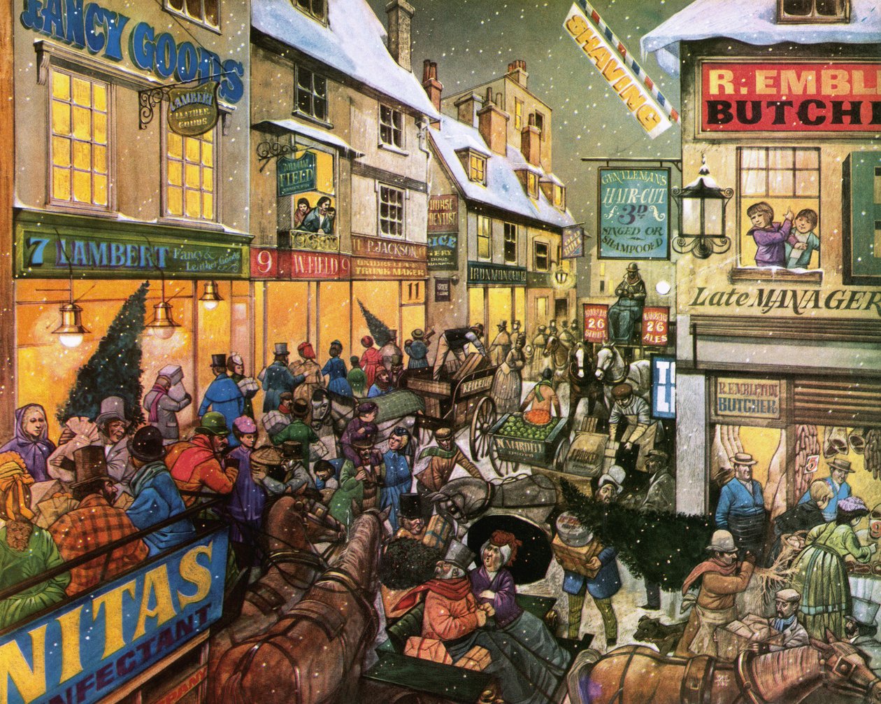 Lo shopping natalizio nel 1870 da Richard Hook