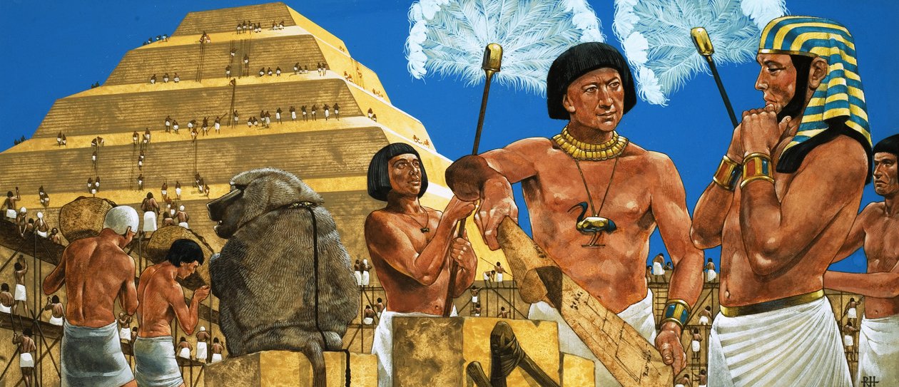 Imhotep, astronomo e architetto, con il faraone Zoser da Richard Hook