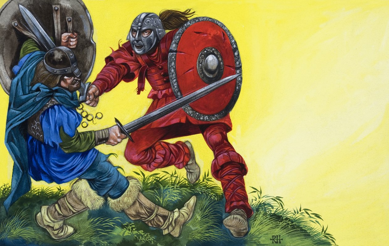 Il Cavaliere Rosso abbatte Balin con un colpo poderoso da Richard Hook
