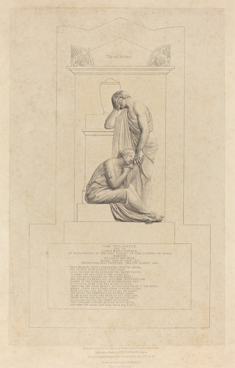 Monumento a John Hudleston da Richard James Lane after John Flaxman