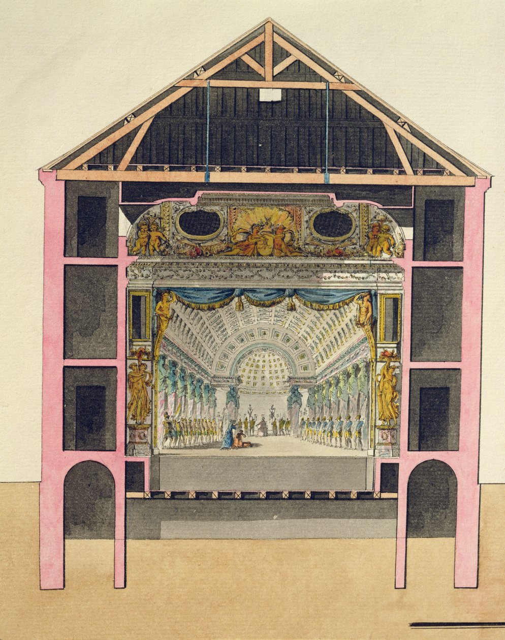 Piano per la Sala del Teatro al Petit Trianon, 1786 da Richard Mique
