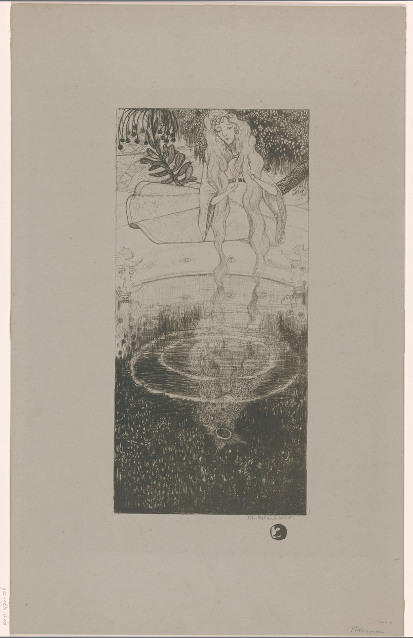 Mélisande guarda il suo anello caduto in acqua da Richard Nicolaüs Roland Holst (signed by artist)