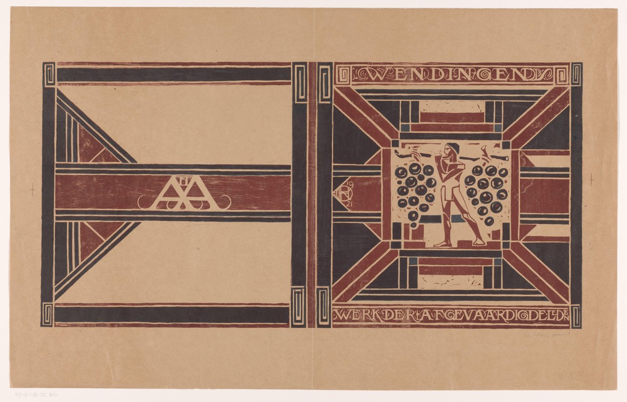 Progetto di copertina per: Wendingen, 1921 da Richard Nicolaüs Roland Holst (signed by artist)