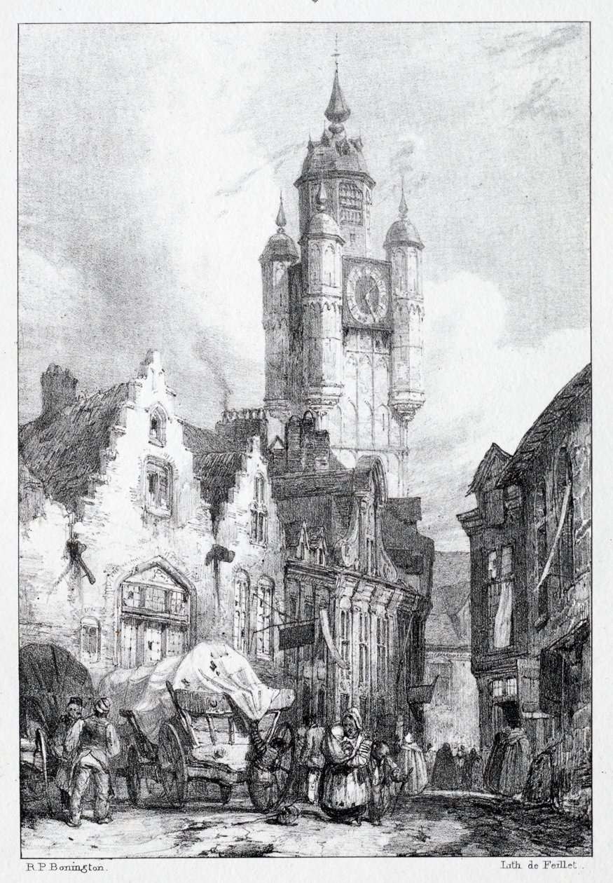 Bergues: La Torre del mercato da Richard Parkes Bonington