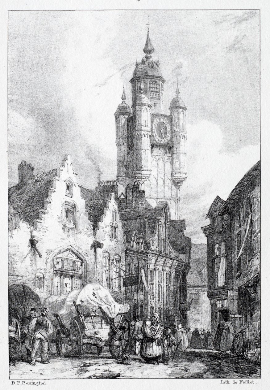 Bergues: La Torre del mercato da Richard Parkes Bonington