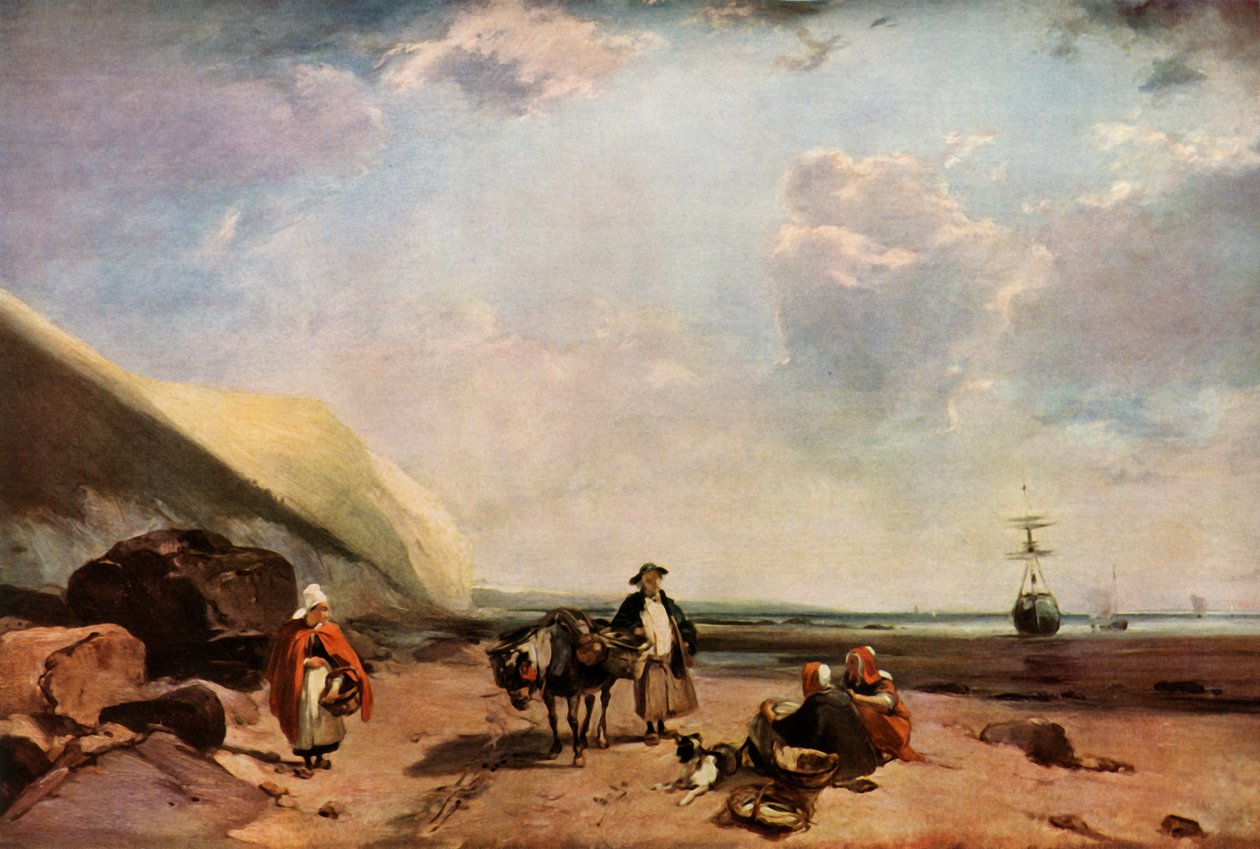 Pescatori sulla costa della Normandia, Francia, c1824, 1934 da Richard Parkes Bonington