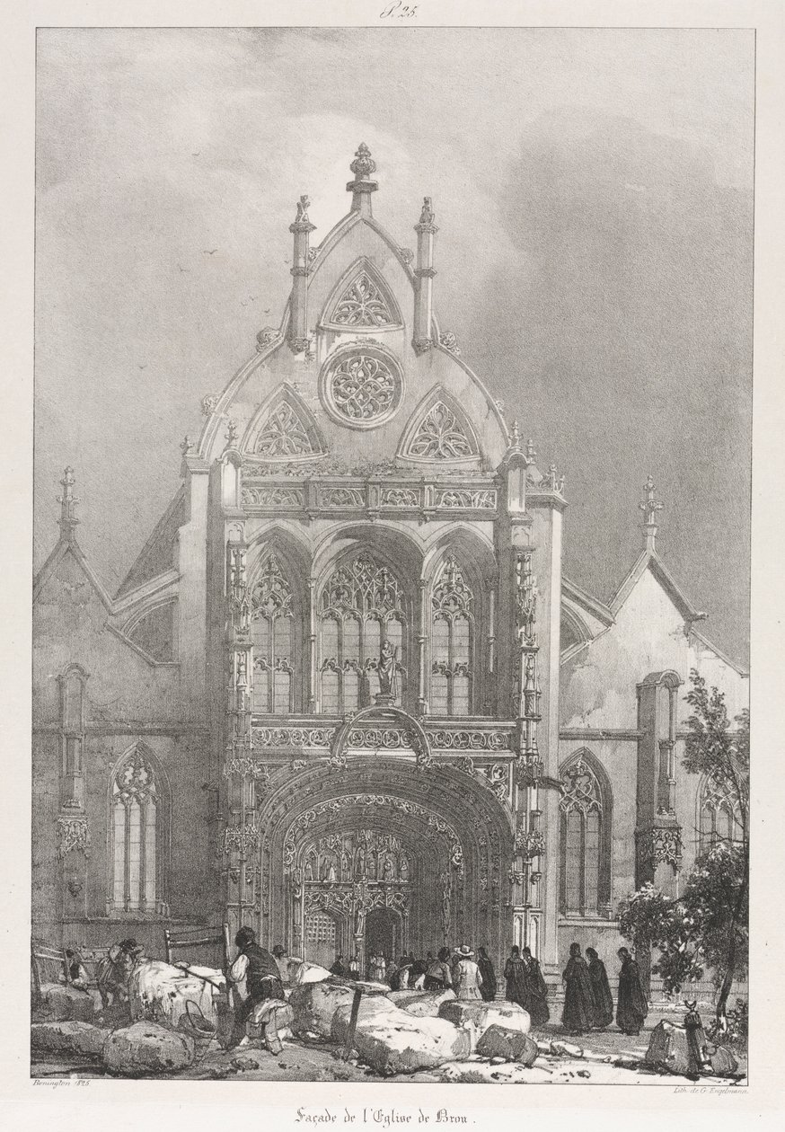 Viaggi Pittoreschi e Romantici nella Vecchia Francia, Franche-Comté: Facciata della Chiesa di Brou da Richard Parkes Bonington