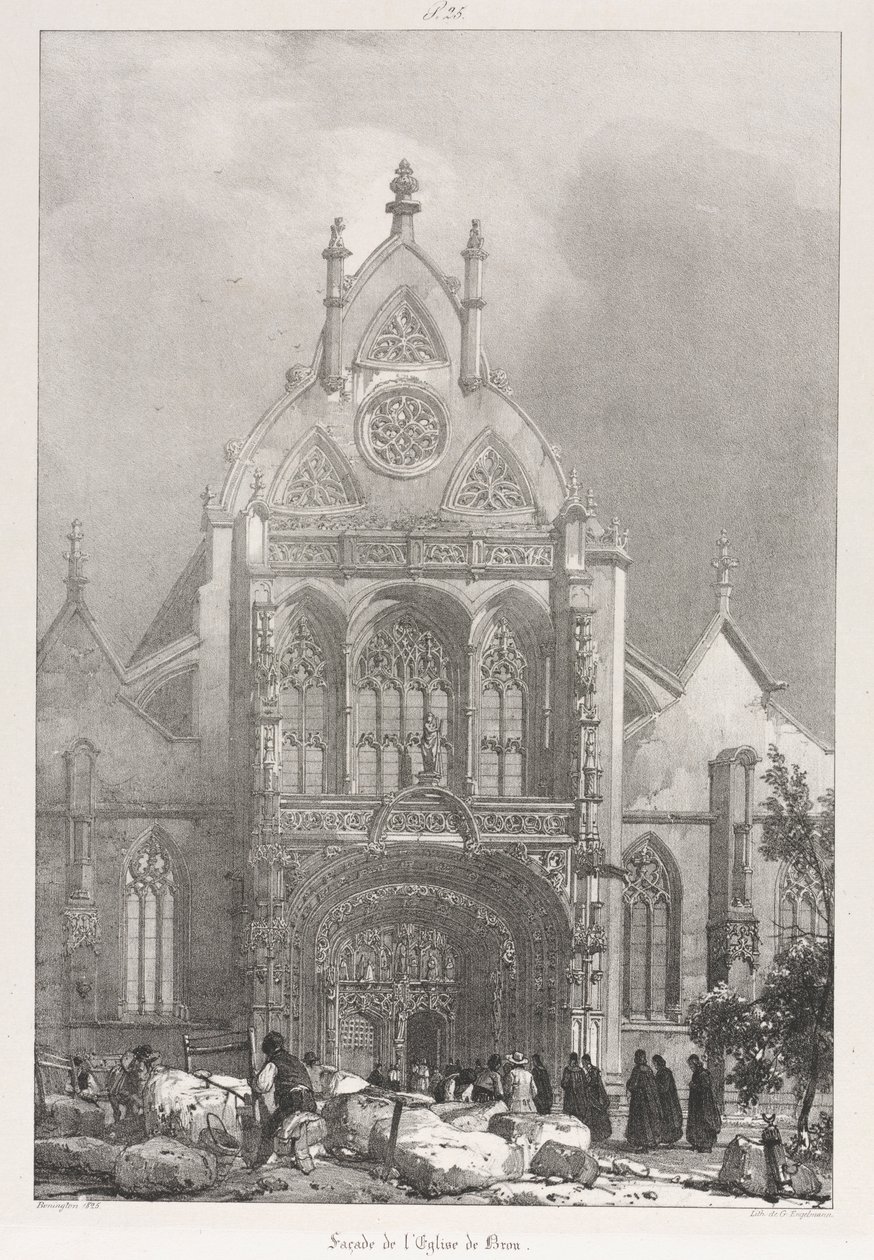Viaggi pittoreschi e romantici nella vecchia Francia, Franche-Comté: Facciata della Chiesa di Brou, 1825 da Richard Parkes Bonington