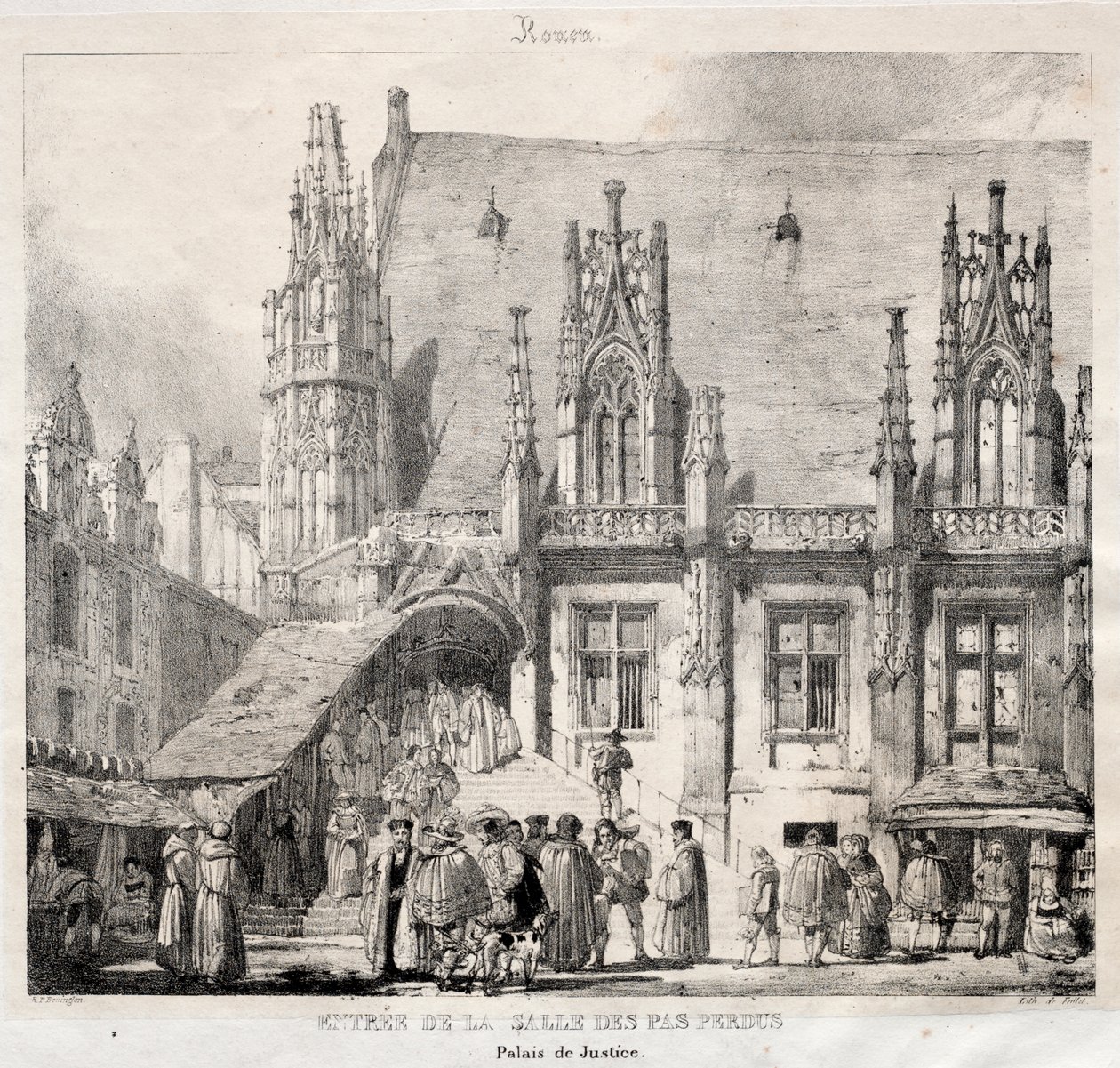 Rouen: Entrata della Sala dei Passi Perduti, Palazzo di Giustizia da Richard Parkes Bonington