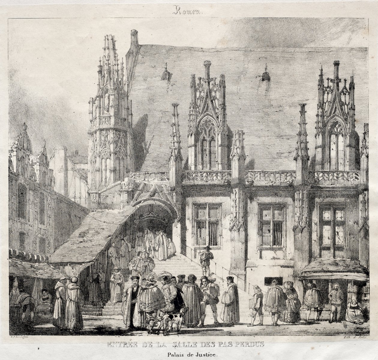 Rouen: Entrata della Sala dei Passi Perduti, Palazzo di Giustizia da Richard Parkes Bonington