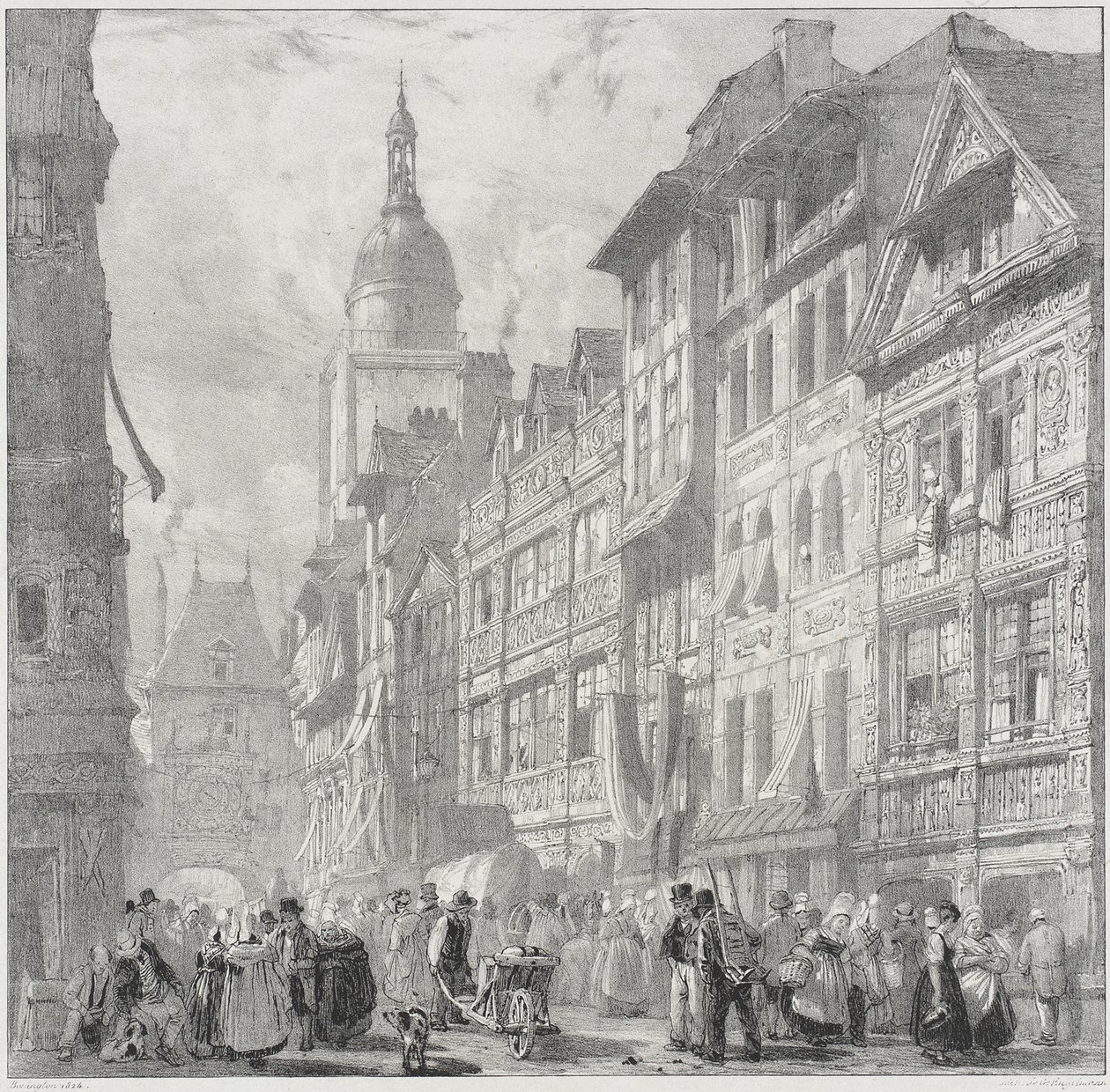 Via del Gros Horloge, Rouen da Richard Parkes Bonington