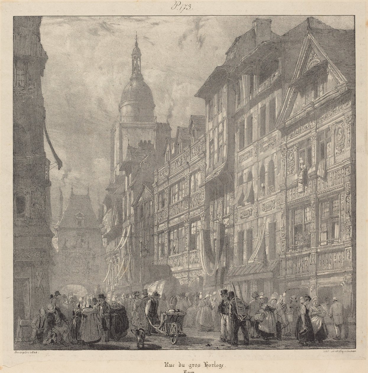 Rue du gros-horloge, Rouen da Richard Parkes Bonington