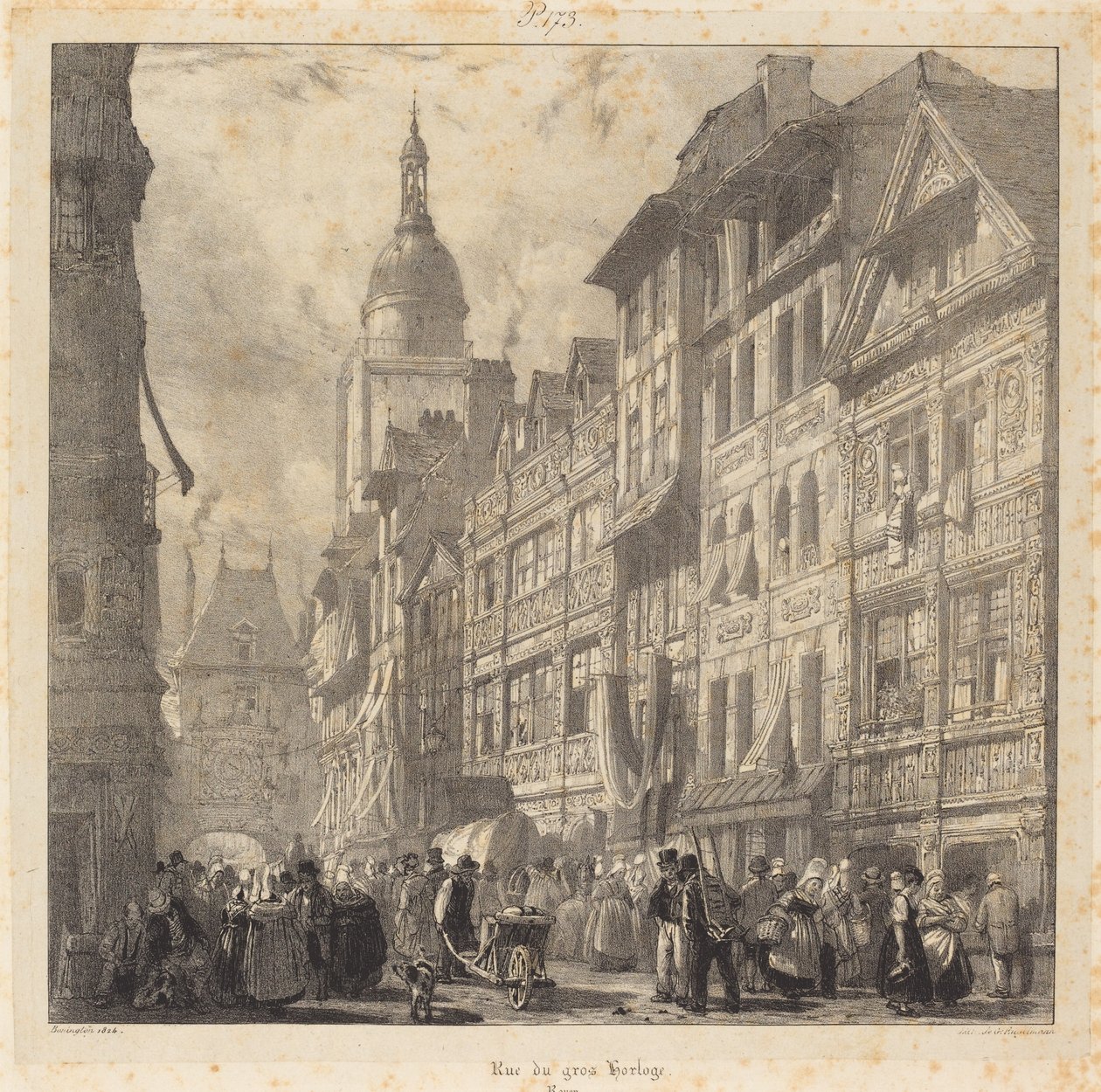 Rue du gros-horloge, Rouen da Richard Parkes Bonington