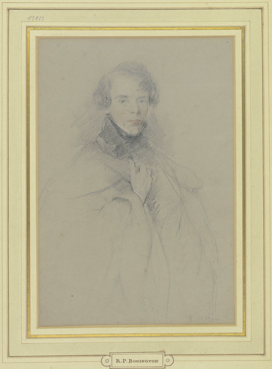 Autoritratto con mantello, figura a tre quarti da Richard Parkes Bonington