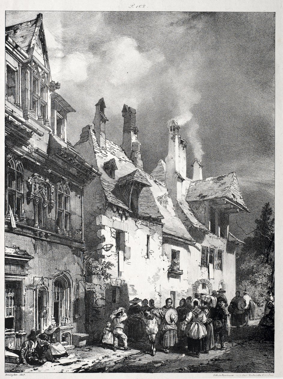 Strada alla periferia di Besançon, Francia da Richard Parkes Bonington