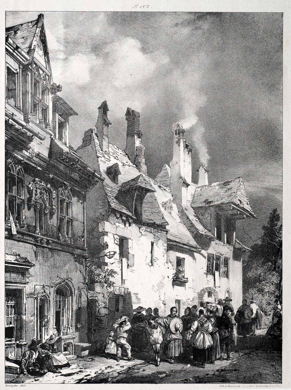 Strada alla periferia di Besançon, Francia da Richard Parkes Bonington