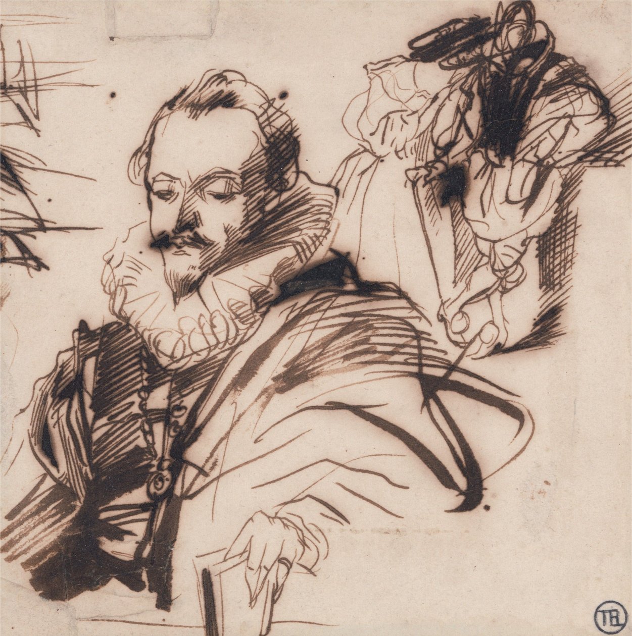 Studio di un gentiluomo in abito del XVII secolo da Richard Parkes Bonington