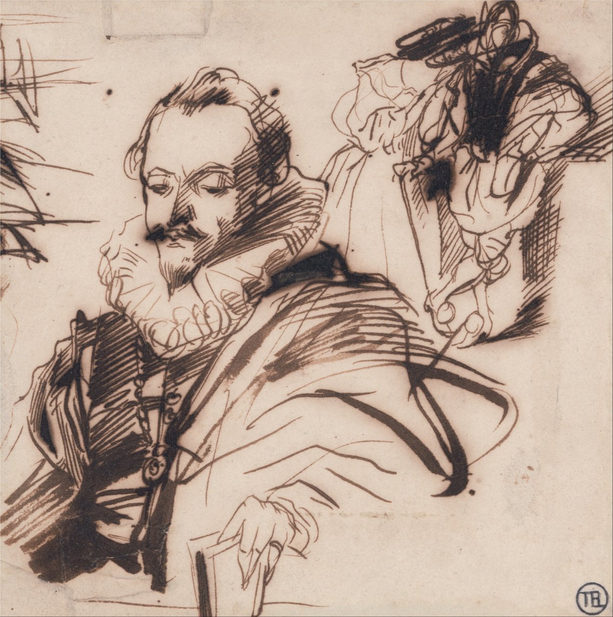 Studio di un gentiluomo in costume del XVII secolo, dopo Van Dyck da Richard Parkes Bonington