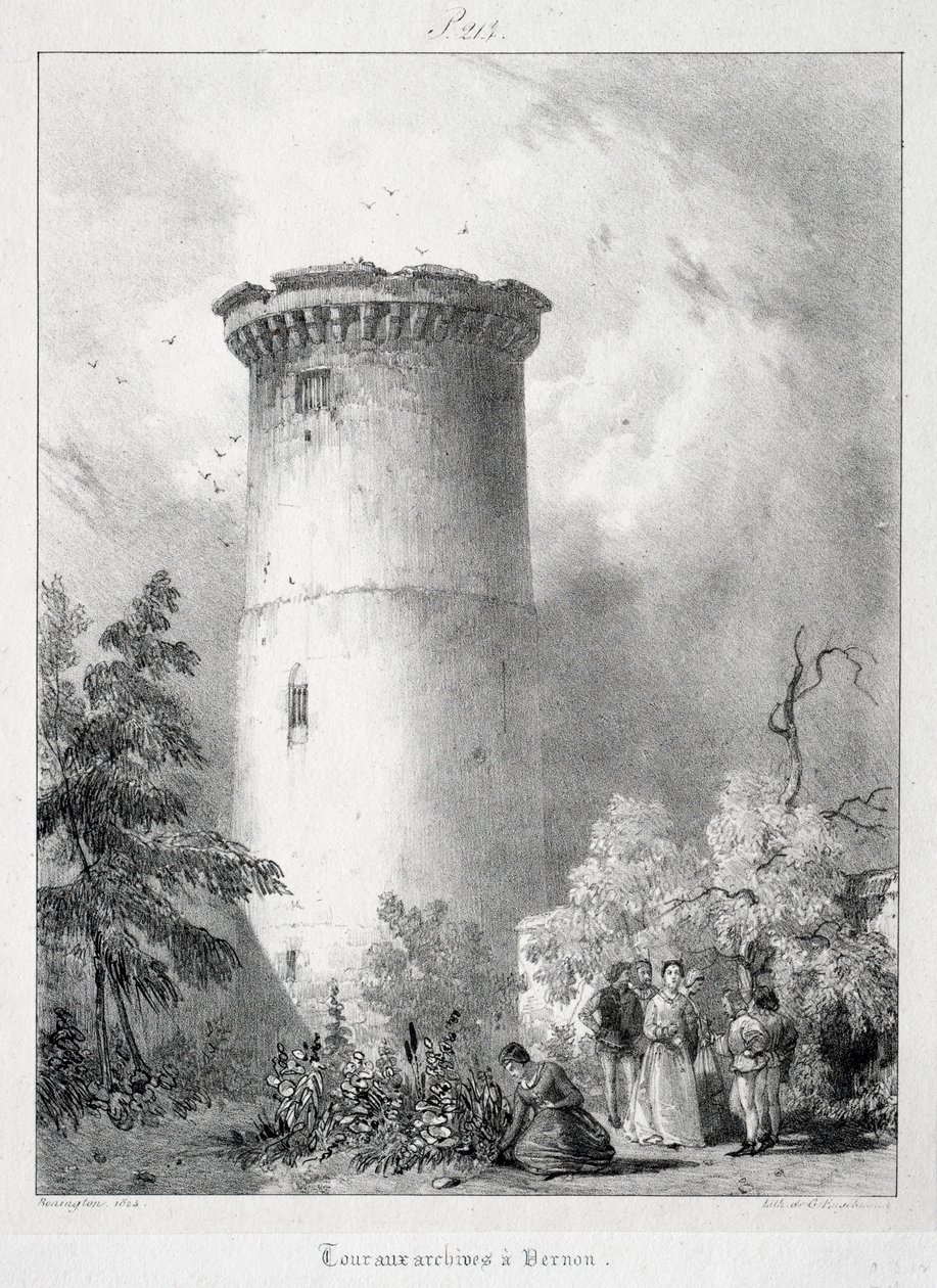 Viaggi pittoreschi e romantici nella vecchia Francia, Normandia: Torre agli archivi a Vernon da Richard Parkes Bonington
