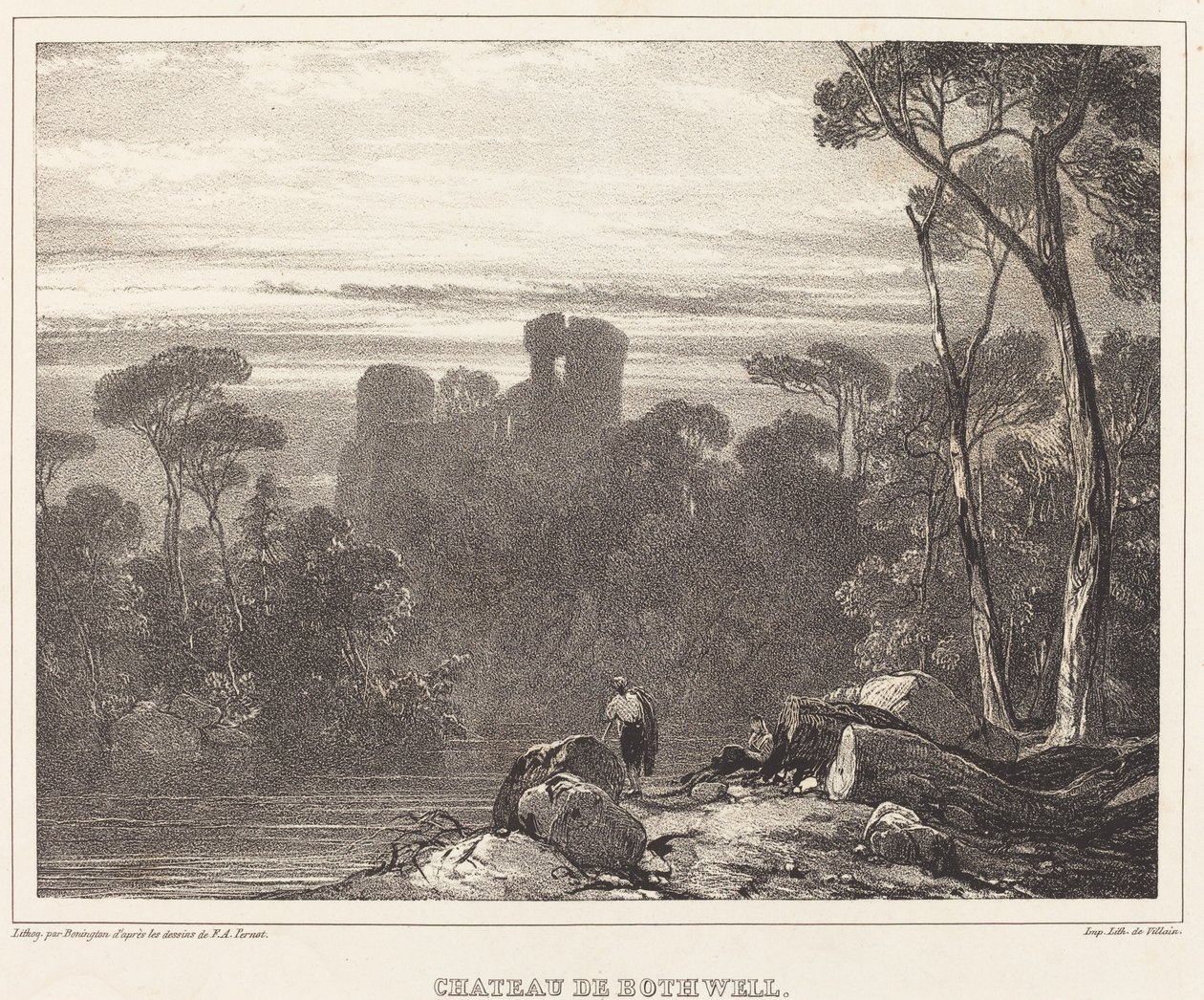 Castello di Bothwell da Richard Parkes Bonington after Francois Alexandre Pernot