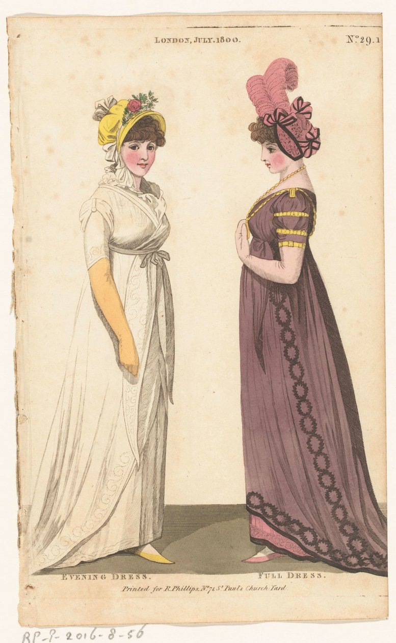 Magazine of Female Fashions of London and Paris No. 29.1 Londra luglio 1800 Abito da sera Abito completo