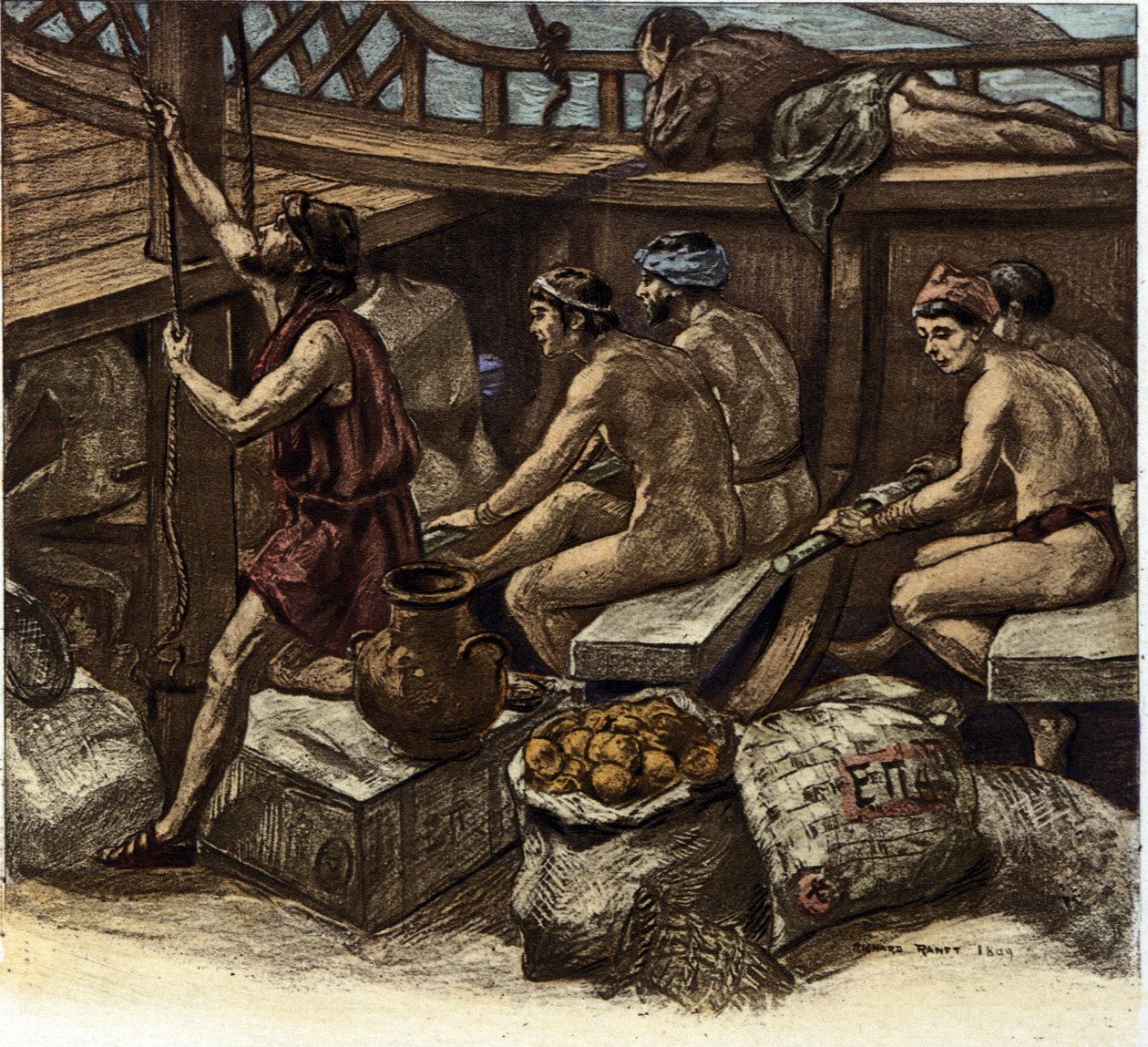 La vita dei galeotti a bordo di una galea greca nell
