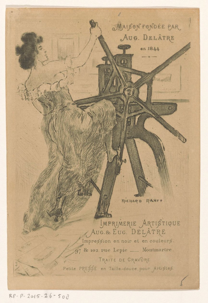 Biglietto da visita degli stampatori Auguste e Eugène Delâtre a Parigi da Richard Ranft