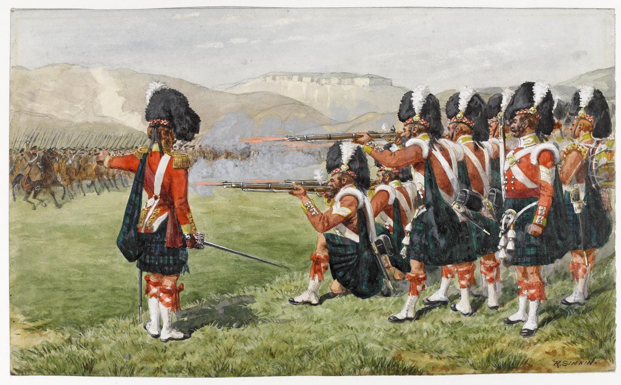 Il 93° Sutherland Highlanders alla Battaglia di Balaclava 25 ottobre 1854: La Linea Rossa Sottile, 1854 da Richard Simkin
