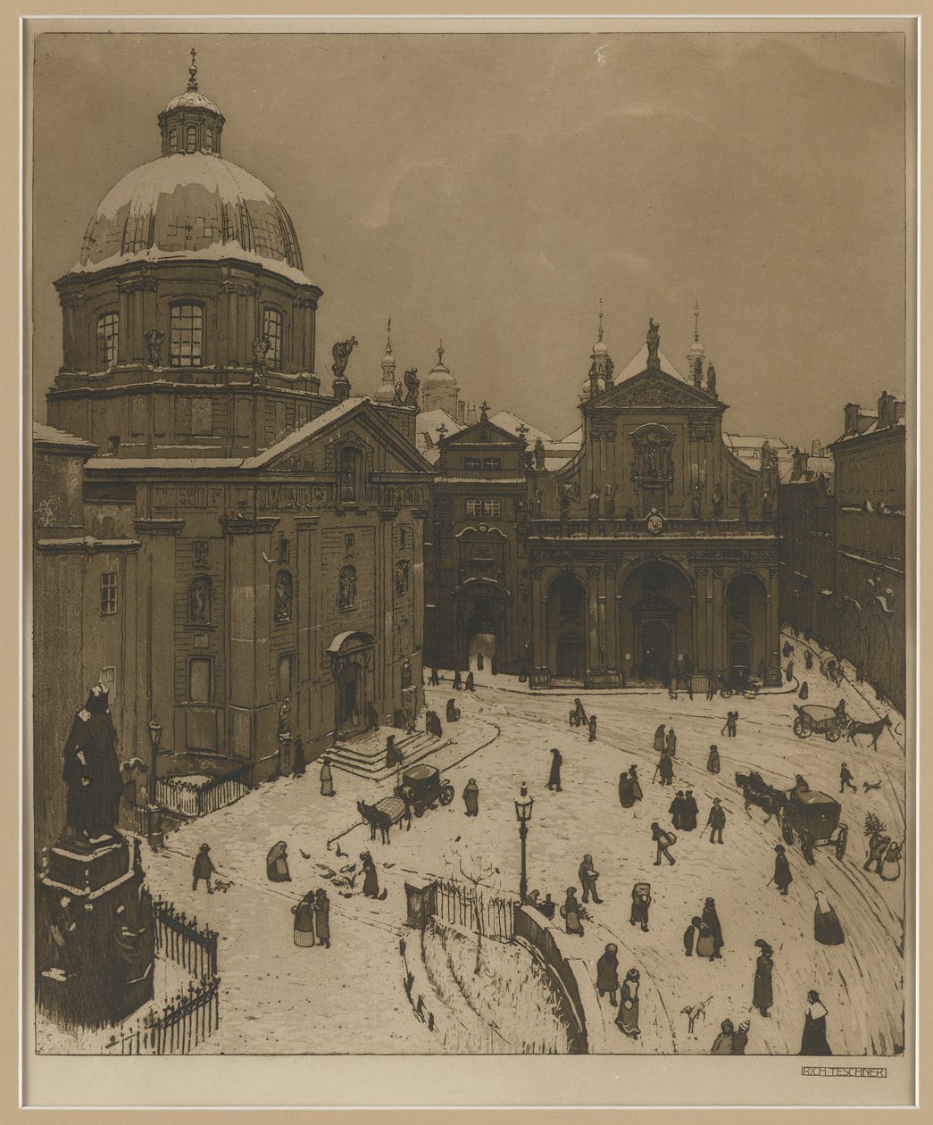 Der Kreuzherrenplatz in Prag da Richard Teschner