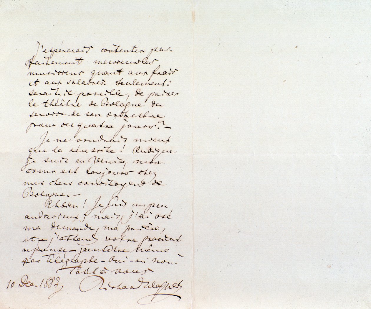 Lettera manoscritta di Richard Wagner a Luigi Mancinelli, 10 dicembre da Richard Wagner