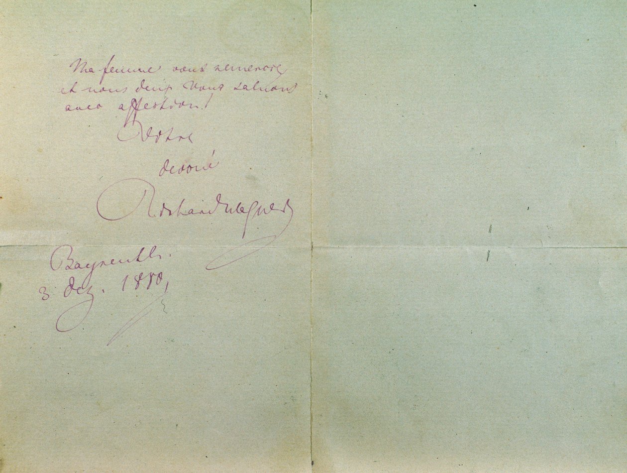 Lettera manoscritta di Richard Wagner a Luigi Mancinelli, 3 dicembre da Richard Wagner