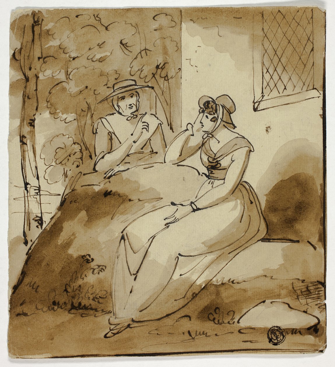 Due donne che conversano vicino a una casa da Richard Westall