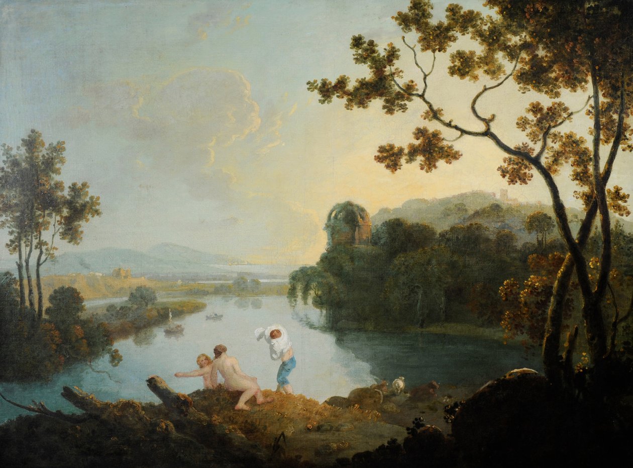 Paesaggio classico con ragazzi che fanno il bagno da Richard Wilson