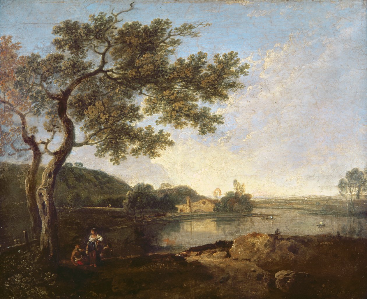 Scena fluviale italiana con figure da Richard Wilson