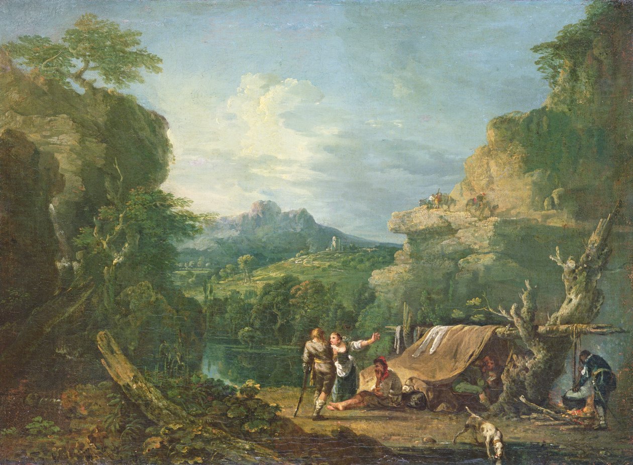 Paesaggio con banditi intorno a una tenda da Richard Wilson