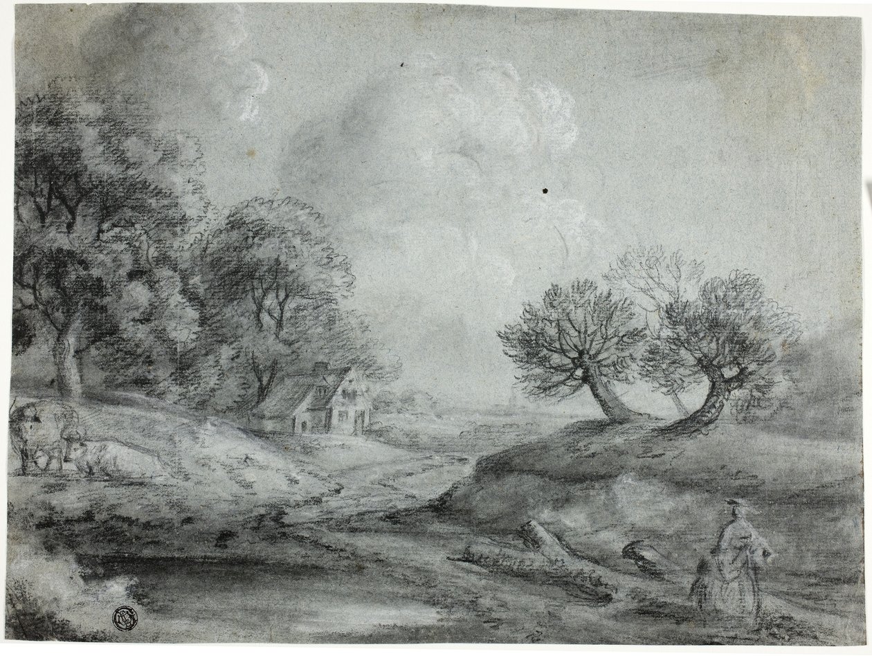 Paesaggio con donna e mucche da Richard Wilson