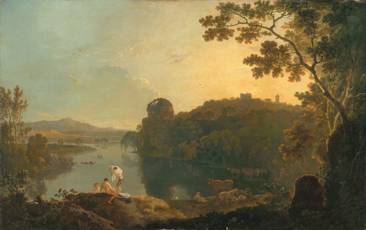 Scena fluviale: bagnanti e bovini, c.1763-65 da Richard Wilson
