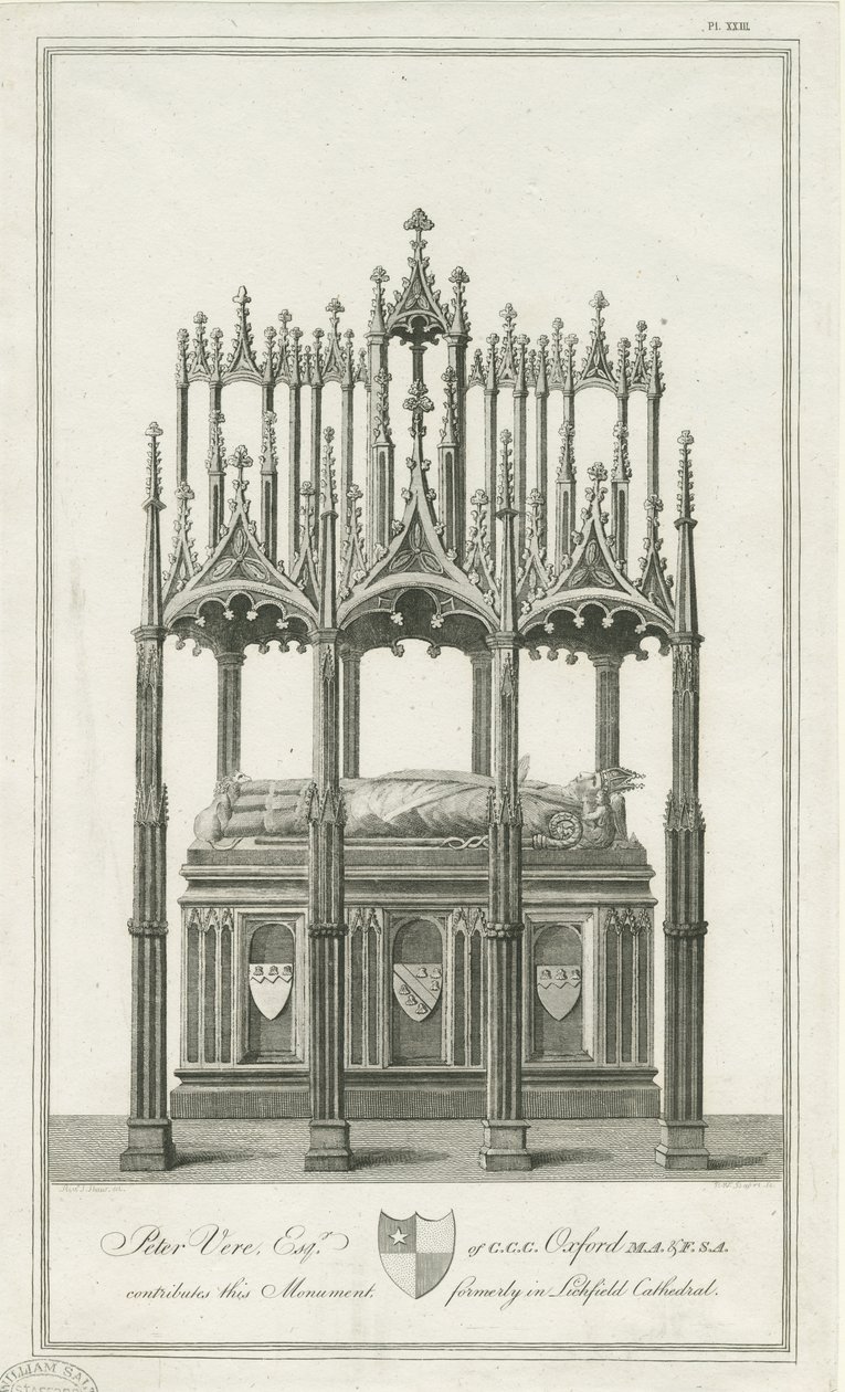 Cattedrale di Lichfield - Monumento al Vescovo Blythe da Richard Woollett Basire
