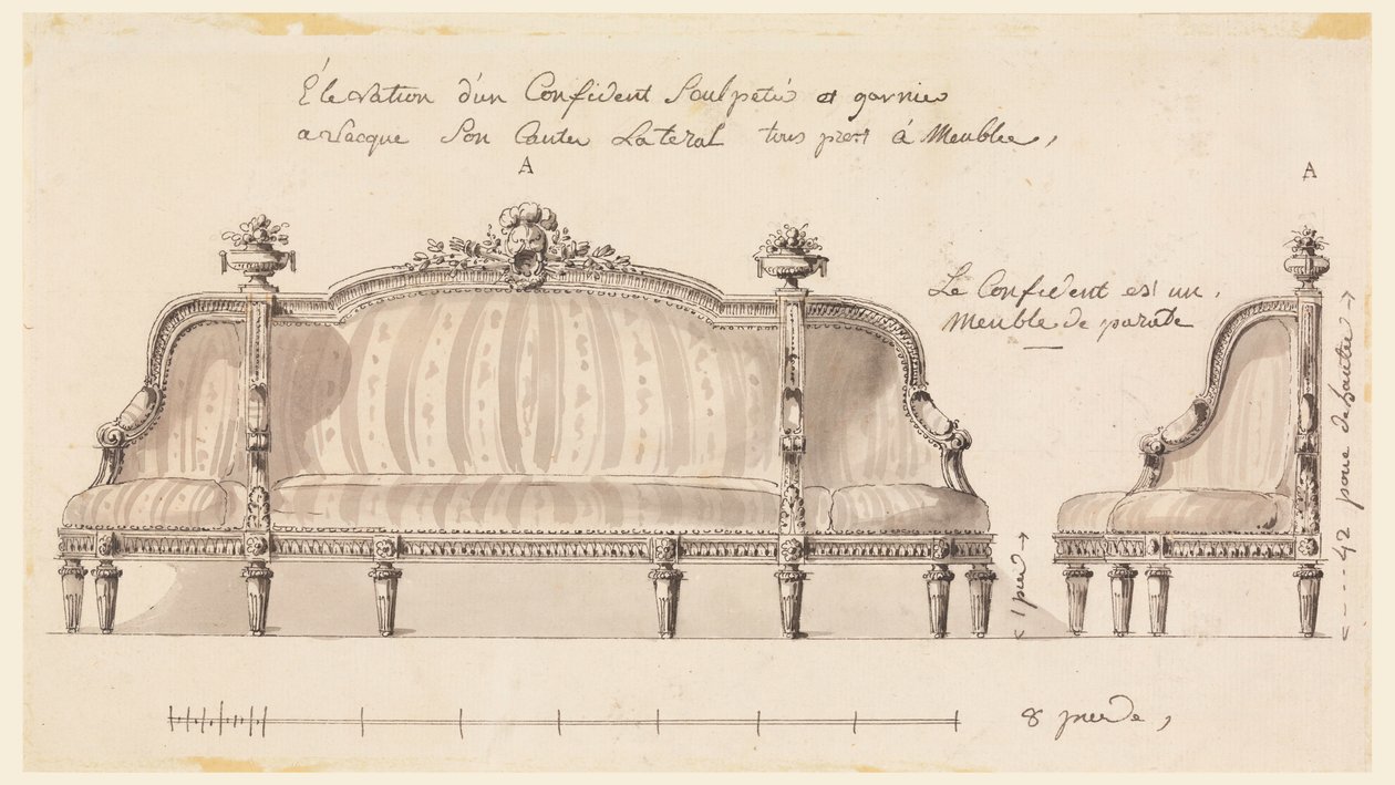 Disegno, Progetto per un confidente, 1780 ca. da Richard de Lalonde