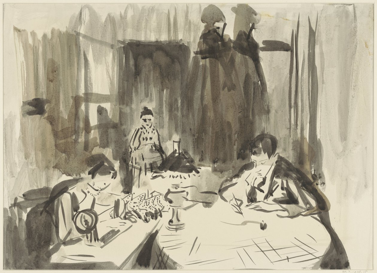 Interno con tre figure alla luce di una lampada da Rik Wouters