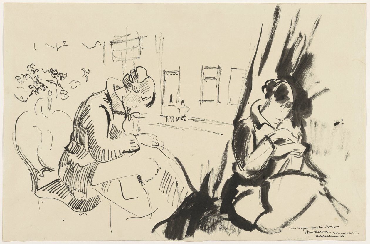 Studi di una donna seduta che cuce da Rik Wouters