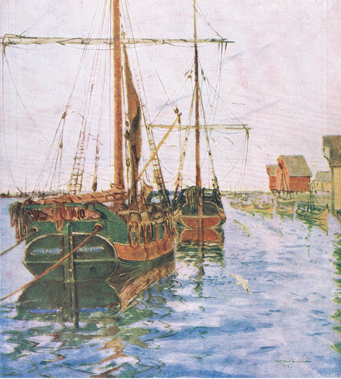 Barche nel porto, da "La mia rivista", pub. 1922 da Rikard Lindstrom