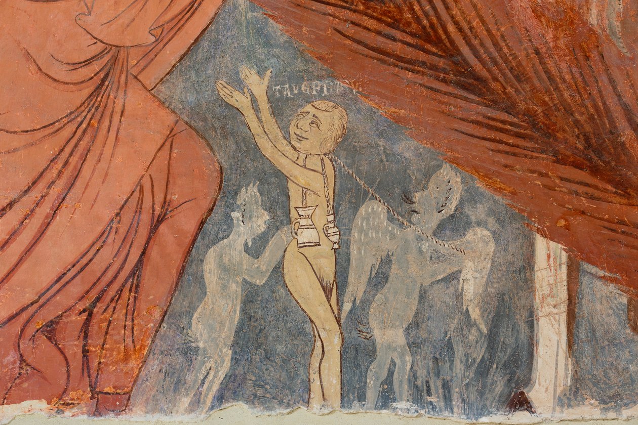Giudizio Universale, particolare, "Gli eretici", XIII secolo (fresco) da Rinaldo da Taranto