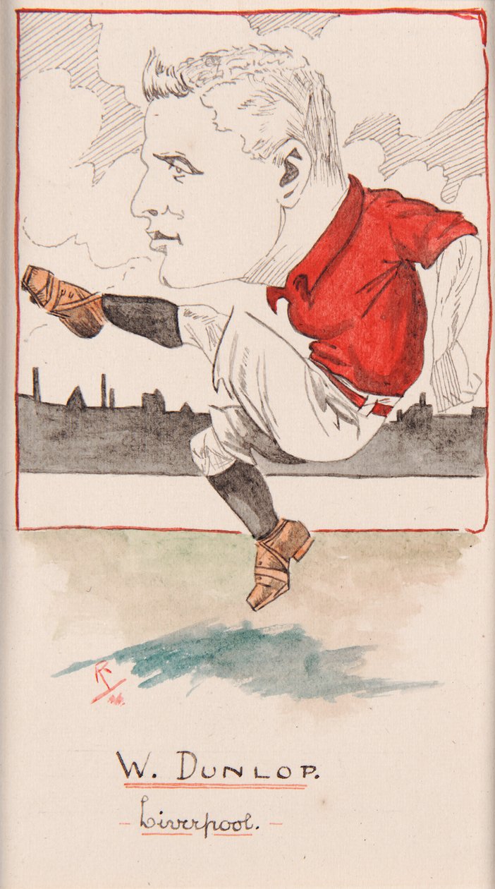 Billy Dunlop, Liverpool, disegno per un set di carte da sigaretta, 1907 da Rip