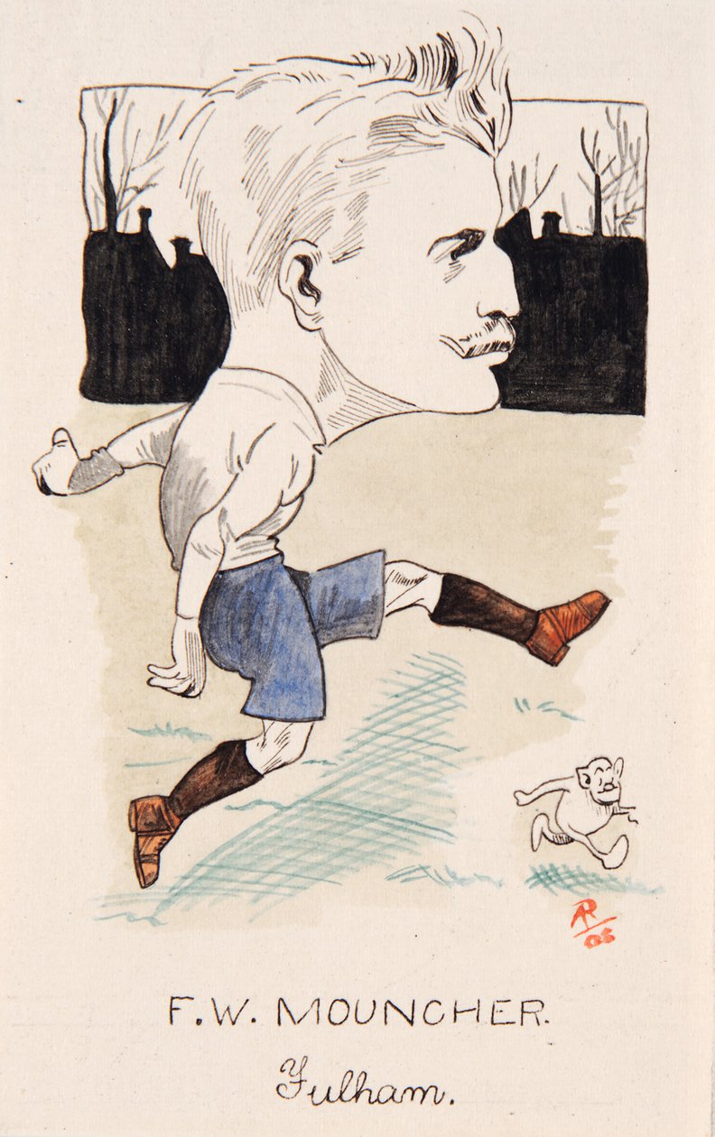 Fred Mouncher, Fulham, disegno per una serie di carte da sigaretta, 1907 da Rip