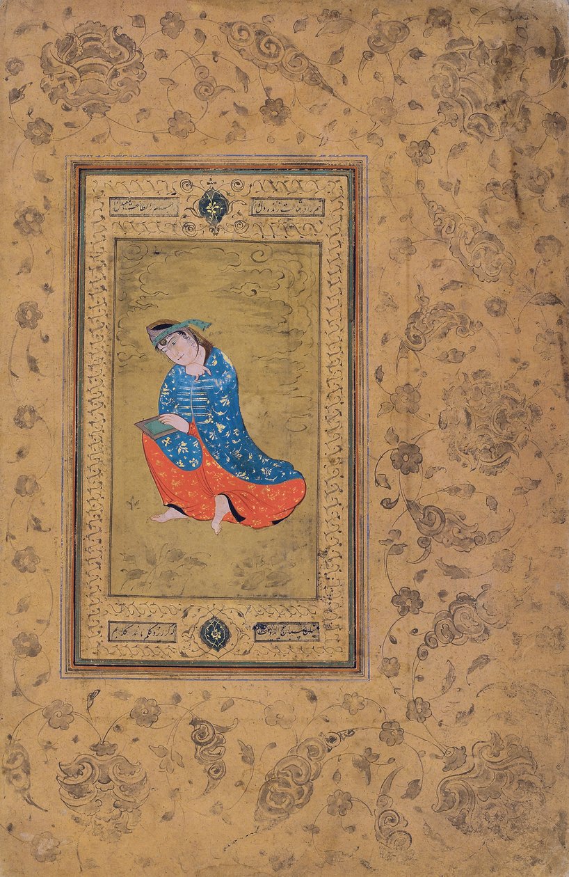 Una principessa in blu e arancione, c.1575 da Riza i Abbasi
