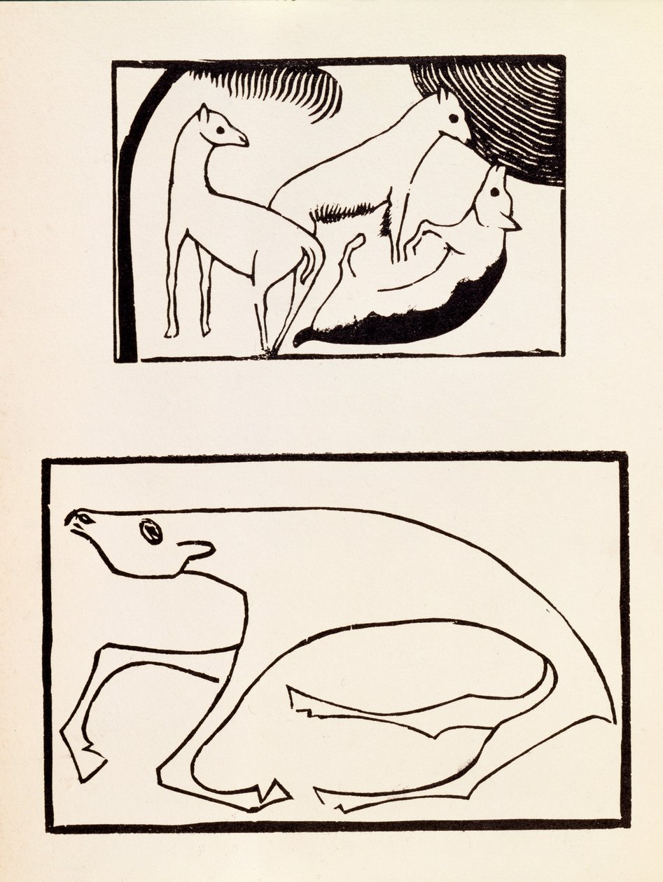 Gli Animali, illustrazione da un volume contenente xilografie di sette artisti, pubblicato da Omega Workshops Ltd, Londra, 1918 da Roald Kristian