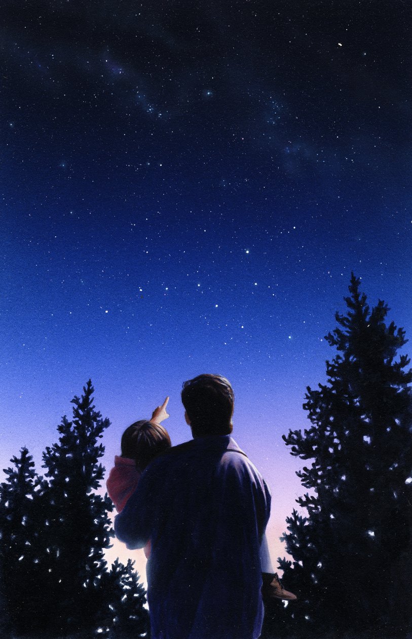 Padre e figlia, 2002 (acrilico su tavola) da Rob Wood