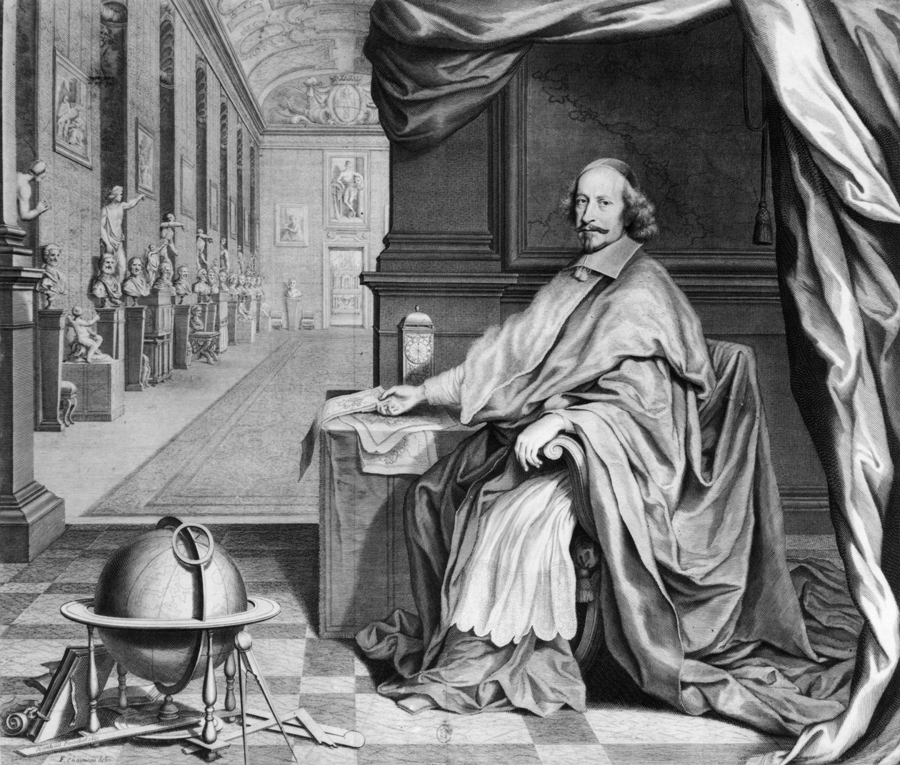 Ritratto del Cardinale Mazarin (1602-61) nel suo Palazzo, c.1658-60 da Robert Nanteuil