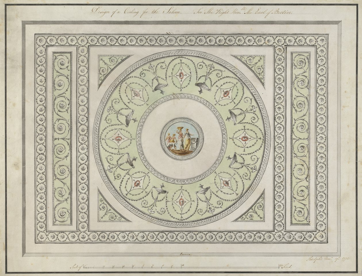 Progetto per il soffitto del Salone, Headfort House da Robert Adam